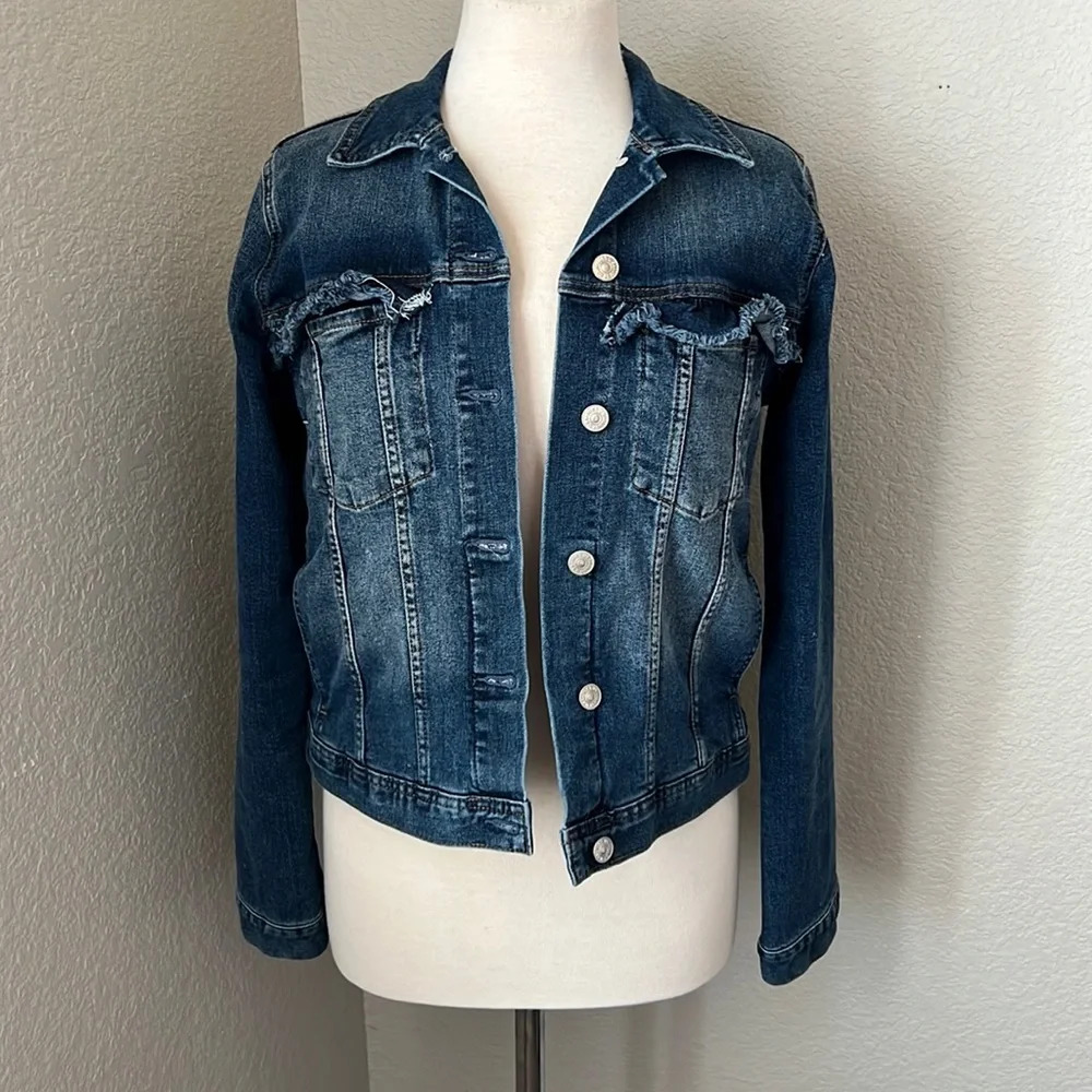 JUST USA ruffle denim jacket